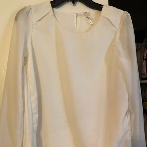 White sheer pleated top